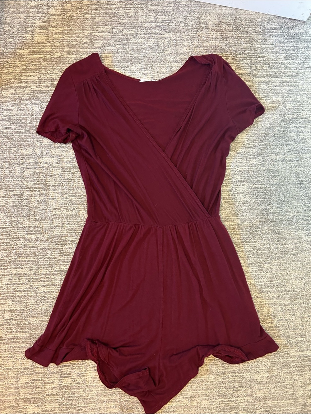 Kimchi Blue Burgundy Short-Sleeve Wrap Romper